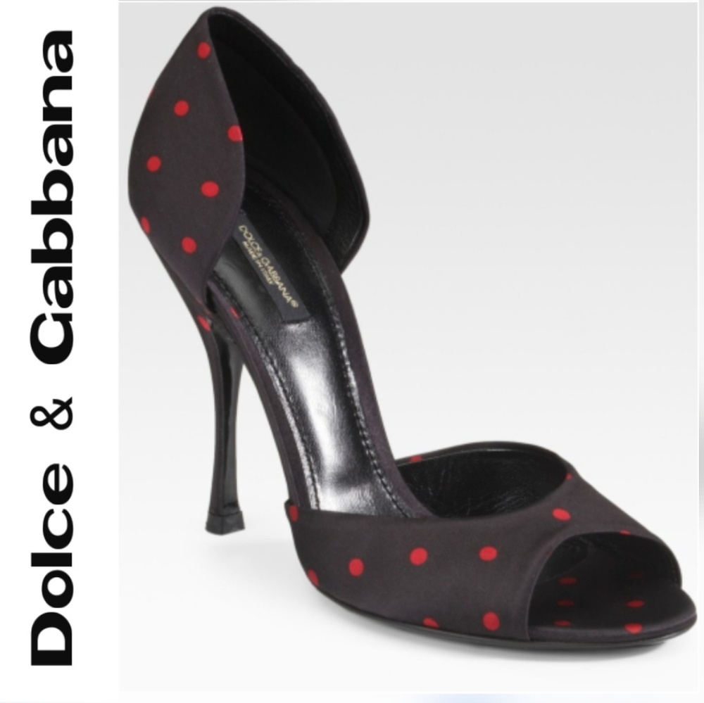 Dolce & Gabbana Polka Dot Silk Dorsay Pumps Sz.8.5 - Picture 1 of 8
